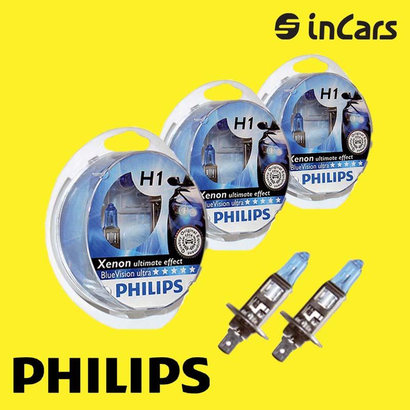 Автолампа Philips Bluevision H1 ultra 12258 bvub1